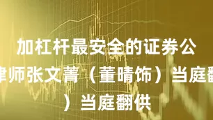 加杠杆最安全的证券公司律师张文菁（董晴饰）当庭翻供